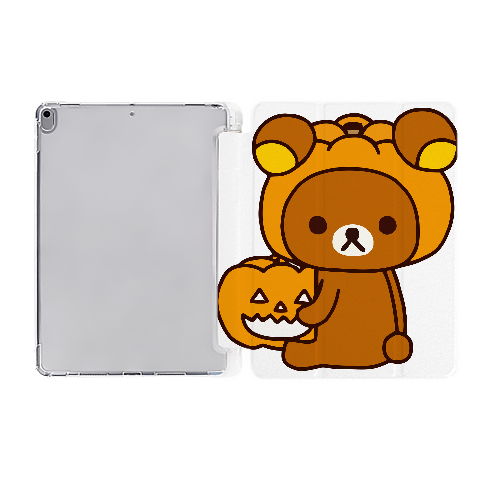 （画像用） リラックマ リラックマ キイロイトリ Rilakkuma Korilakkuma Kiiroitori IPad ケース ペン収納付き 三つ折りスタンド PUレザー×シリコン 対応機種9.5/10.5/10.9インチ